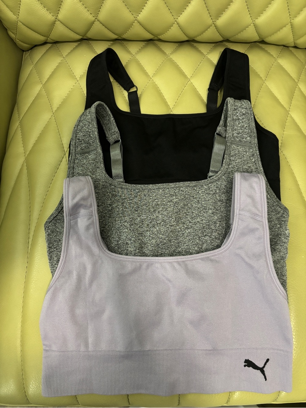 Puma New without Box -Scoop-Neck Sports Bralette - Lavender, Gray & Black Size M